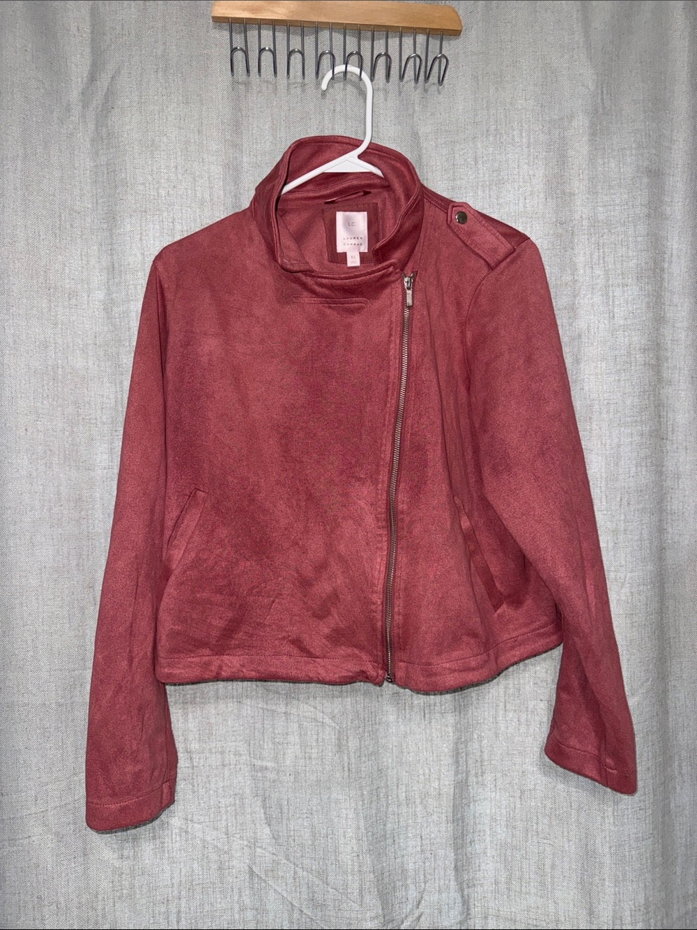 Lauren Conrad Dusty Rose Faux Suede Moto Jacket